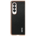 thumbnail image 2 of AZNS For Samsung Galaxy Z Fold4 5G Case Electroplating Carbon Fiber Texture PU TPU Phone Cover - Bla, 2 of 5