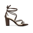 thumbnail image 4 of BLISSFUL STEP Women's Shoes Open Toe Lace Up Block Heel Strappy Heels Coffee 7.5, 4 of 8