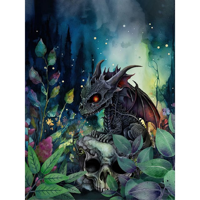 Diamond Painting 5D DIY Full Round Drill Dragon Skeleton Decoración (V4095) Hugtrwg Para estrenar