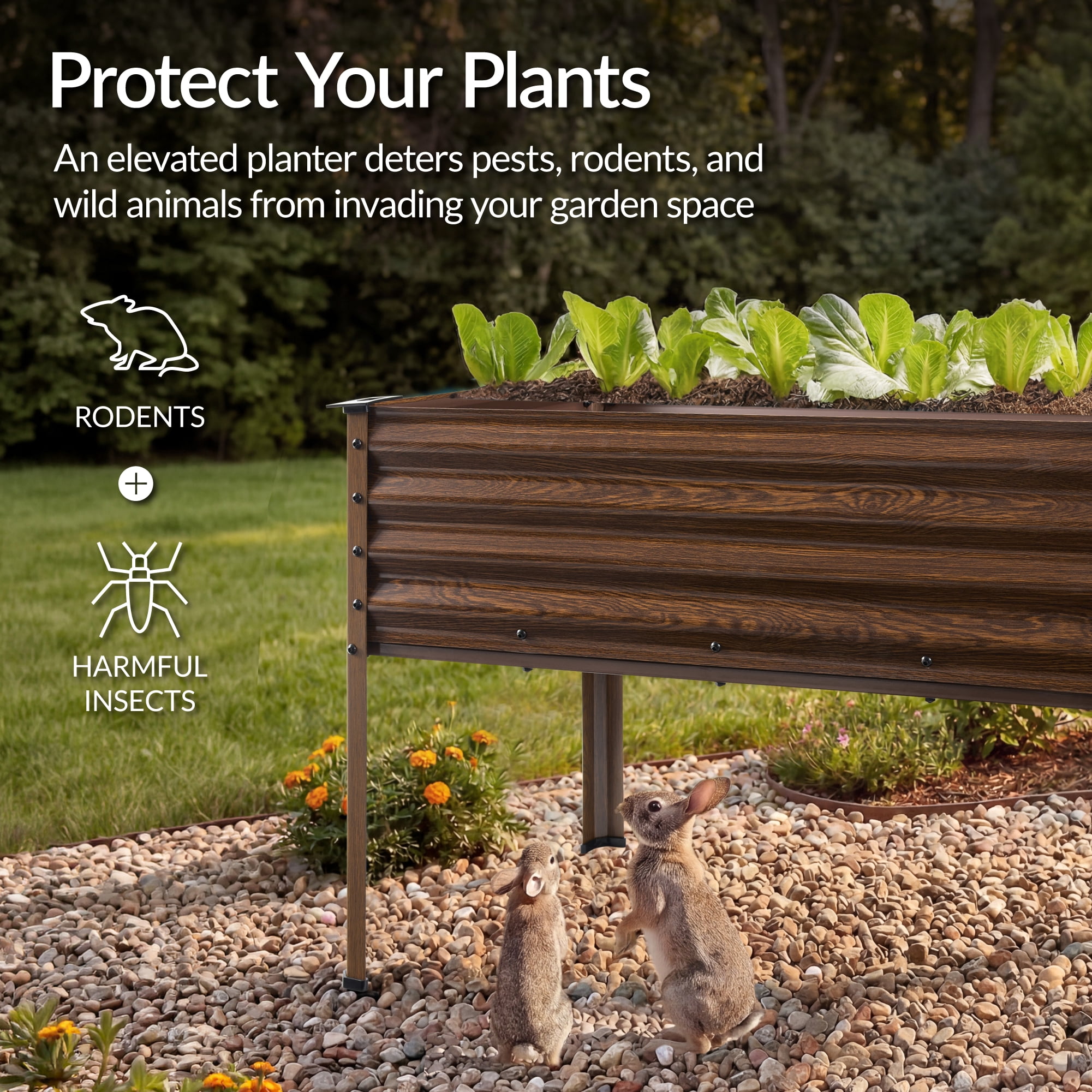 Best Choice Products 48x24x30in Elevated Galvanized Metal Garden Bed w/ Corner Protectors - Dark Brown Wood Grain