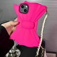 thumbnail image 3 of Hot Pink Bow-Knot Phone Case Compatible with iPhone 11, Cute 3D Cartoon Big Hot Pink Bow Tie iPhone Cases with Lanyard Soft Shockproof Silicone Case, 3 of 6