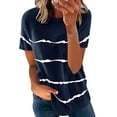 thumbnail image 2 of Women Short Sleeve T Shirt, Stripes Pattern Breathable Round Neck Summer Short Sleeve T Shirt Skin Friendly For Shopping ANGGREK Otros, 2 of 5