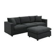 thumbnail image 3 of 100" L-Shaped Modern Deep Sectional Sofa Couch, Comfy 3 Seats Sectional Sofa with Chaise Ottoman, Polyester Fabric Cloud Couch with 2 Pillows for Living Room Apartment Office, Black, 3 of 7