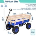 thumbnail image 4 of Ktaxon Steel & Wood Garden Cart with Wooden Railings, 330lb Heavy Duty Utility Wagon, Blue, 4 of 10