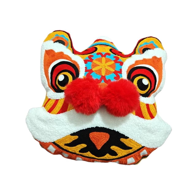 Almohada de año chino, peluche lavable, juguete creativo de peluche con diseño de león chino para regalos de cumpleaños para niños