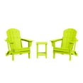 thumbnail image 3 of WestinTrends Malibu 3-Pieces Adirondack Chairs Set with Side Table, All Weather Outdoor Seating Plastic Patio Lawn Chair Folding for Outside Porch Deck Backyard, Lime, 3 of 15