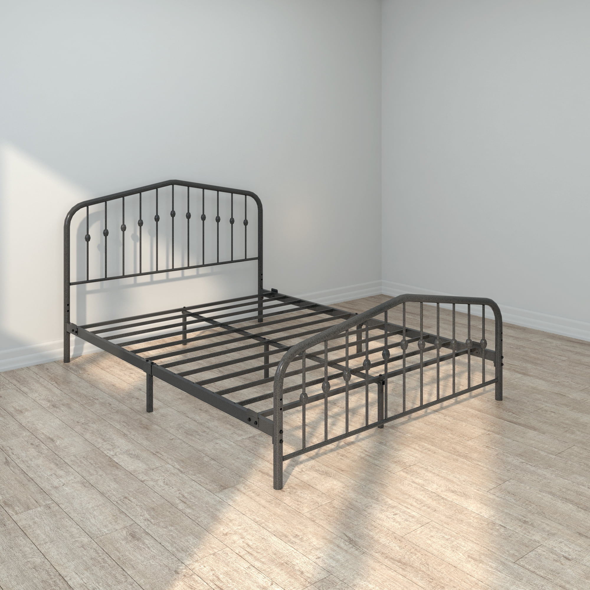 AMBEE21 Golden Gate Beds Washington Full Size Silver Iron Bed Frame with Headboard Footboard Wrought Iron Heavy Duty Metal Platform Foundation Farmhouse Victorian Style 800 lbs Capacity CastleBeds