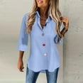 thumbnail image 2 of Womens Tops Short Sleeve Blouse, Xunlbb Women's Casual Fashion Loose Long Sleeve Turndown Collar Tops Blouse ,Women's Tops for Workout/Running/Hawaiian Beach Vacation Light Blue, 2 of 9
