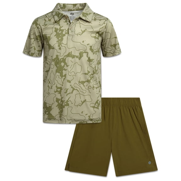 RBX Boys Short Set Moisture Wicking Golf Polo Shirt and Shorts Athletic Outfit for Sports 2 Piece