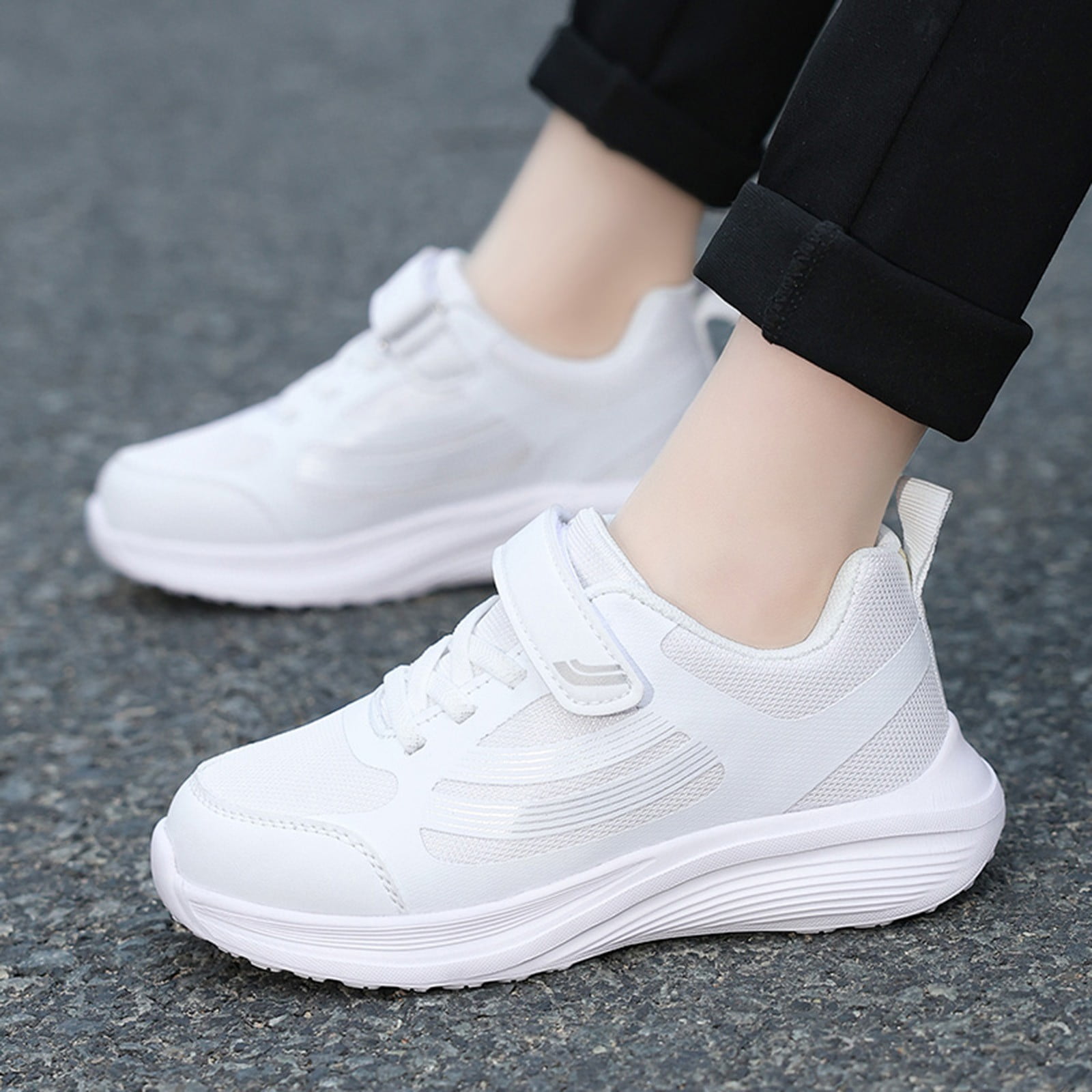 Toddler Shoes Boys Sneakers Kids Running Shoes Girls Mesh Fitness Shoe Indoor Training Sneaker Lightweight Outdoor Sports Athletic Tennis Shoes for Little Kid/Big Kid White,13-13.5 Years