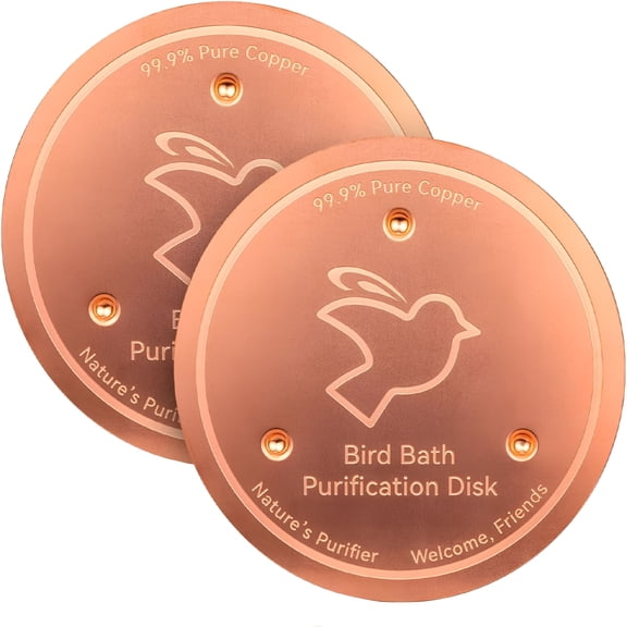 ACDANC 2-Pack Bird Bath Copper Disk, 4 Inch 99.99% Pure Copper Cleaning Disk with Triple-Point Support for Physical Safe Clean Water All-Season