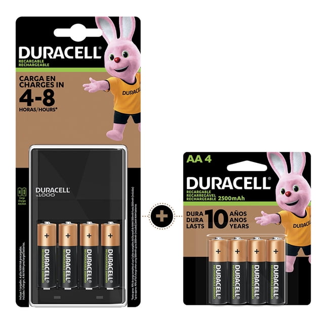 Cargador Duracell + 4 Pilas AA + 4 Pilas AA