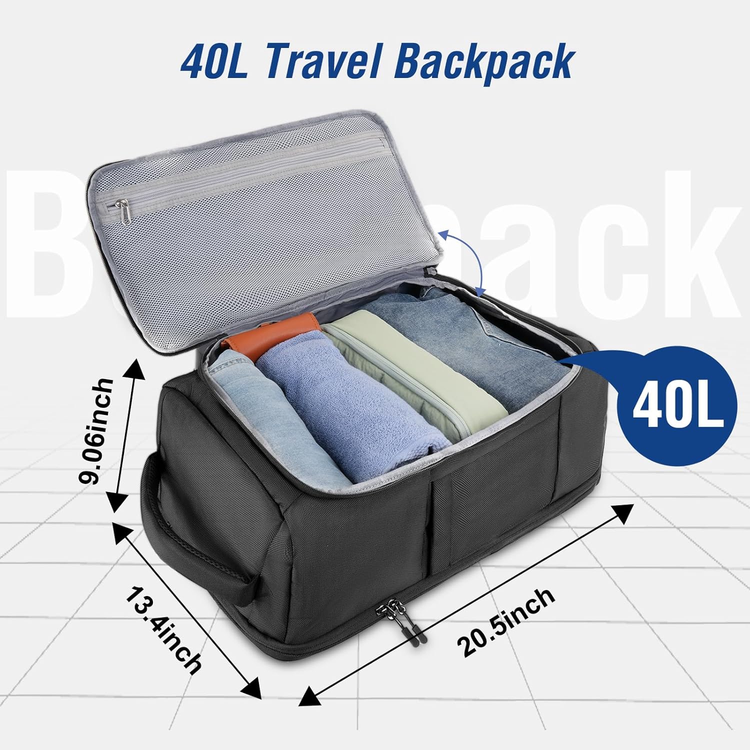 MOSISO Travel Backpack, 40L TSA Friendly Airplane Approved Carry on Daypack with USB Charging Port, Full Open 17-17.3 inch Laptop Bag Personal Item Travel Bag for College Work Business