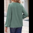 thumbnail image 4 of Blusa de Larga con Cuello en V para Mujer, Estilo Farol, Elegante, Informal, de Punto Acanalado, Corte Holgado, Otoño 2025 Verde L, 4 of 8