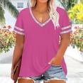 thumbnail image 5 of Womens Plus Size V Neck T Shirts Summer Short Sleeve Tees Casual Loose Solid Base Shirts Tops, 5 of 6