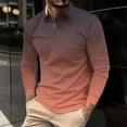 thumbnail image 2 of VSSSJ Mens Long Sleeve Quarter Zipper Shirts Gradient Print Lapel Collar Casual Fashion Pullover Lightweight Athletic Golf Tennis T-Shirt Tops Orange M, 2 of 5