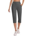 thumbnail image 4 of CFLVAEK Dressy Capris for Women Plus Size Capri Pant Summer Casual High Waisted Stretchy Capris Pull On Slacks with Pockets Dark Gray XL, 4 of 8