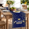 thumbnail image 5 of Blue Gold Graduation Cap Table Runner 13x108 Inch Graduates Celebration Fireworks Classic Cotton Linen Dining Table Runner Ideal for Dresser Kitchen Coffee Tables - Machine Washable, 5 of 9
