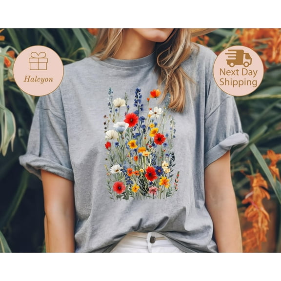 Wildflowers Shirt, Pressed Flowers Shirt, Floral Women Shirt, Cute Flowers , Mother Day Gift, Birthday Gift For Women