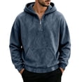 thumbnail image 4 of Atkumj Mens Pullover Hoodies with Half Zip Vintage Fashion Solid Color Hooded Sweatshirt Casual Long Sleeve Fall Hoodies with Kangaroo Pocket S, 4 of 6