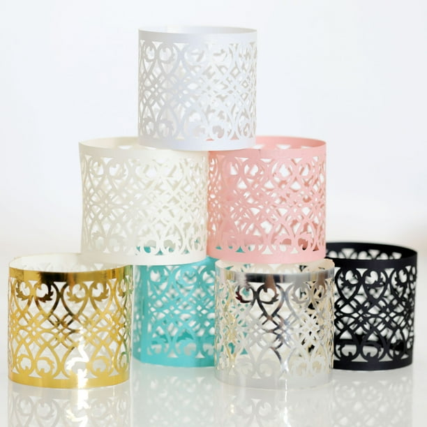 Visland 50PCS Disposable Napkin Rings, Laser Cut Foil Paper Napkin
