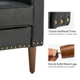 thumbnail image 6 of Upholstered Accent Chair Faux Leather Armchair Removable Cushion Lounge Sofa Nailhead Trims Solid Wood Legs Living Room Black, 6 of 7
