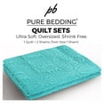thumbnail image 4 of Quilt Set Full/Queen Size Aqua - Oversized Bedspread - Soft Microfiber Lightweight Coverlet for All Season - 3 Piece Includes 1 Quilt and 2 Shams, Geometric Pattern, 4 of 4