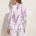 thumbnail image 2 of Lavender Floral Purple Long Sleeve Blouse Woman Streetwear Casual Shirts Summer Oversize Woman Streetwear Clothing Birthday Present, 2 of 7