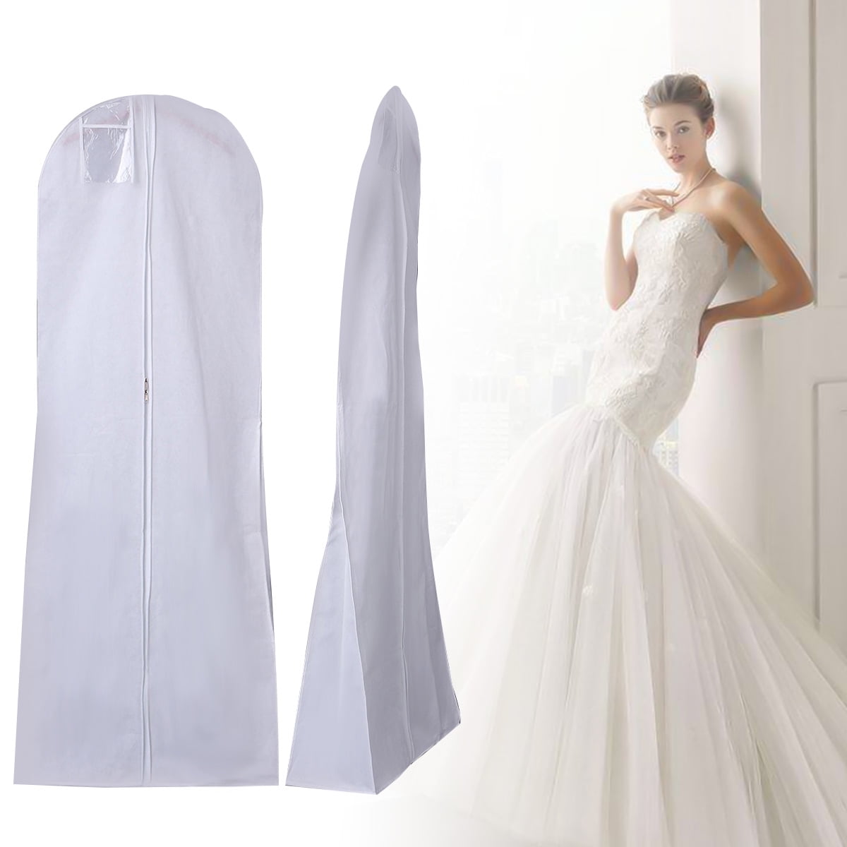8'' Large Non woven Wedding Dress Bridal Gown Garment Dustproof Breathable  Cover Closet Storage Bag