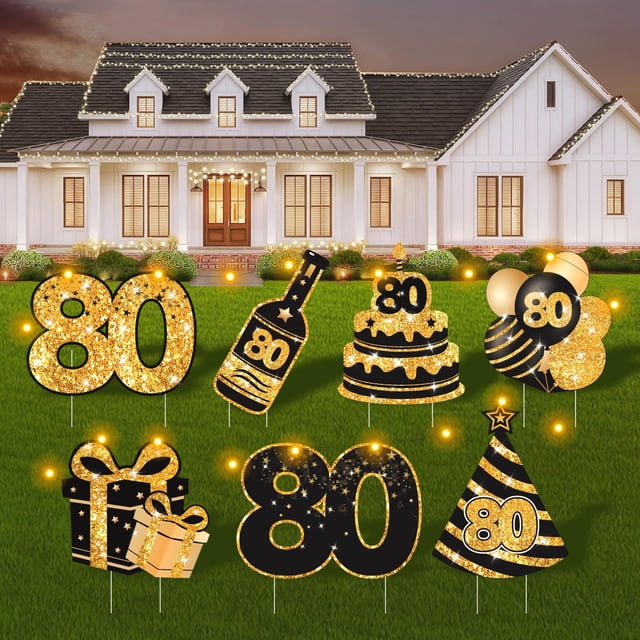 Kit de letreros decorativos ComboJoy para 80 cumpleaños con LED