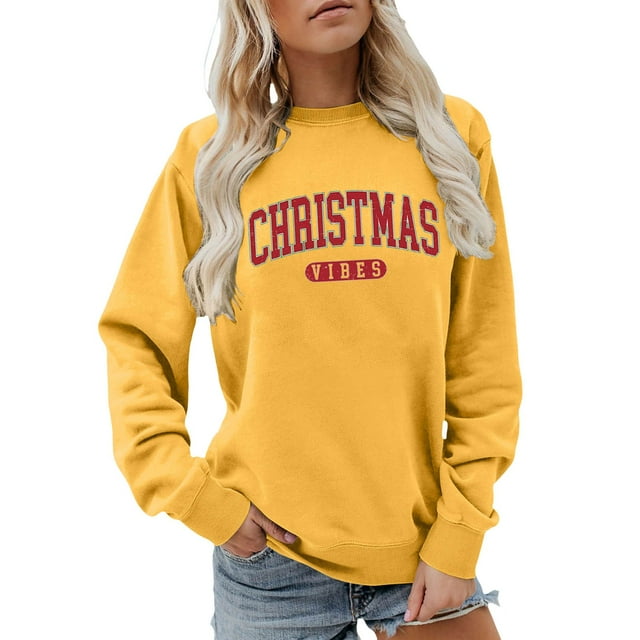FYEGRE Chandail Sans Capuche à Imprimé pour Femme, Manches Longues, Col Ras du Cou, Décontracté, Doux, Confortable, Blouse, Chemise, Design Unique, Tenue Quotidienne, Vêtement pour les Amoureux de la Nature, Jaune, m