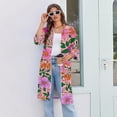 thumbnail image 6 of Lightweight Robes for Women Zipper Soft Womens Bathrobe Zipper Front 3/4 Sleeve Knee Length Vintage Floral Print Fashion Sleepwear Nightgown with Pockets Hot Pink M, 6 of 7