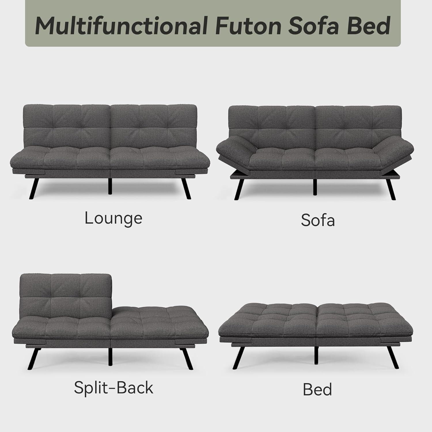 Convertible Futon Sofa Bed, 71" Comfy Loveseat Sleeper Sofa, Thicken Cushion, Comfy Velvet Twin Size Futon Couch Bed for Small Space Bedroom Dorm Office