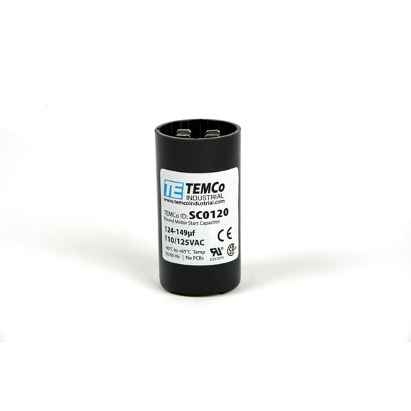 TEMCo 124-149 uF MFD CD60 Start Capacitor 110-125V AC Round | 50/60 Hz