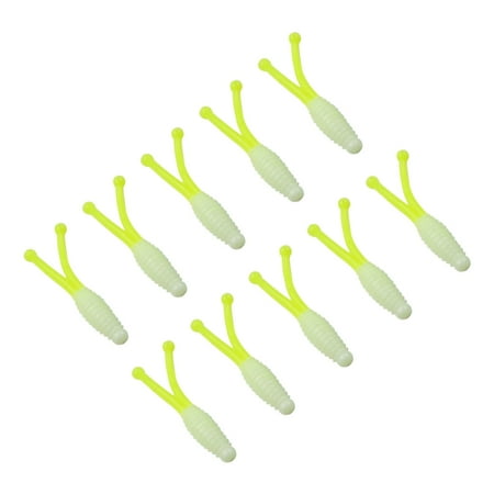 10Pcs/Set Two-Tailed Maggot T-Tail Soft Bait Swimbait Floating Soft Lure Yellow And White