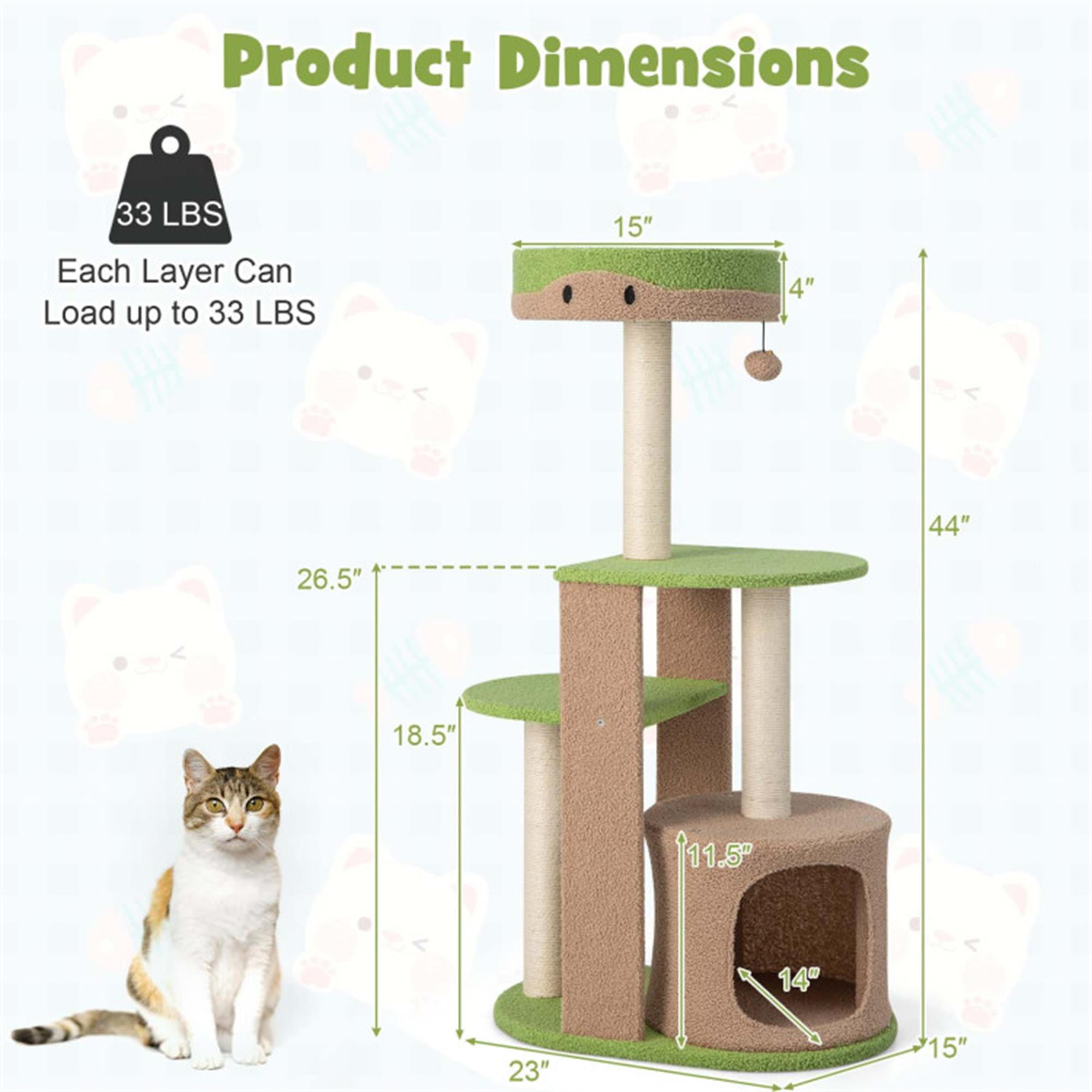 Kadyn 56" 5-Tier Cat Tree Tower for Indoor Cat Condo Sisal Scratching Posts with Jump Platform Cat Furniture Activity Center Play House, Green