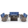 thumbnail image 2 of Unnifurnzi Outdoor Furniture With Fire Pit-8 Pieces Wicker Patio Conversation Set Outdoor Rocking Swivel Glider Chair with Patio Couch Patio Furniture for Deck Porch Garden Poolside-Gray/Blue, 2 of 7