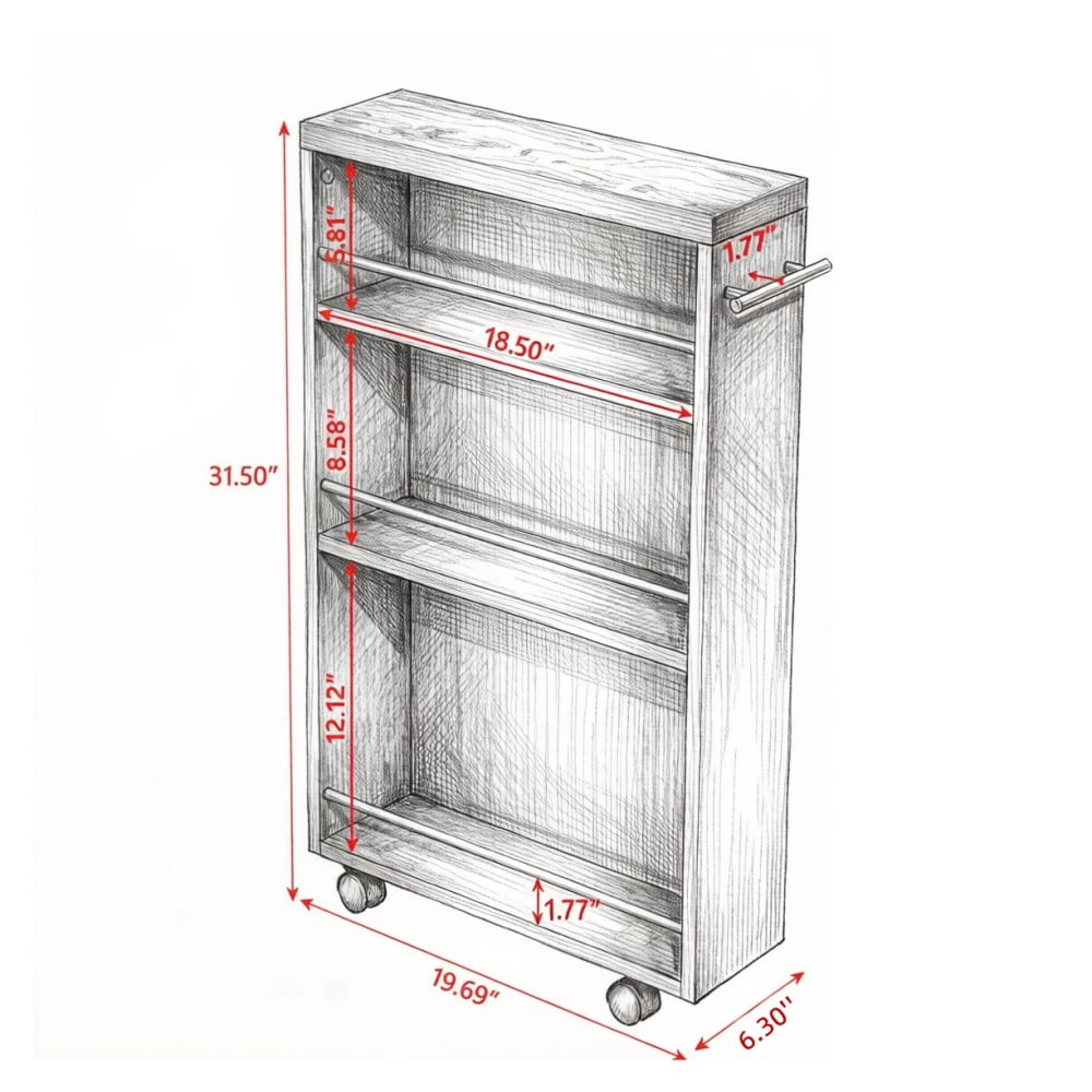 Freestanding Wooden Storage Organizer with Adjustable Shelves, Space-Saving for Living Room, Bedroom, Kitchen, Home Office