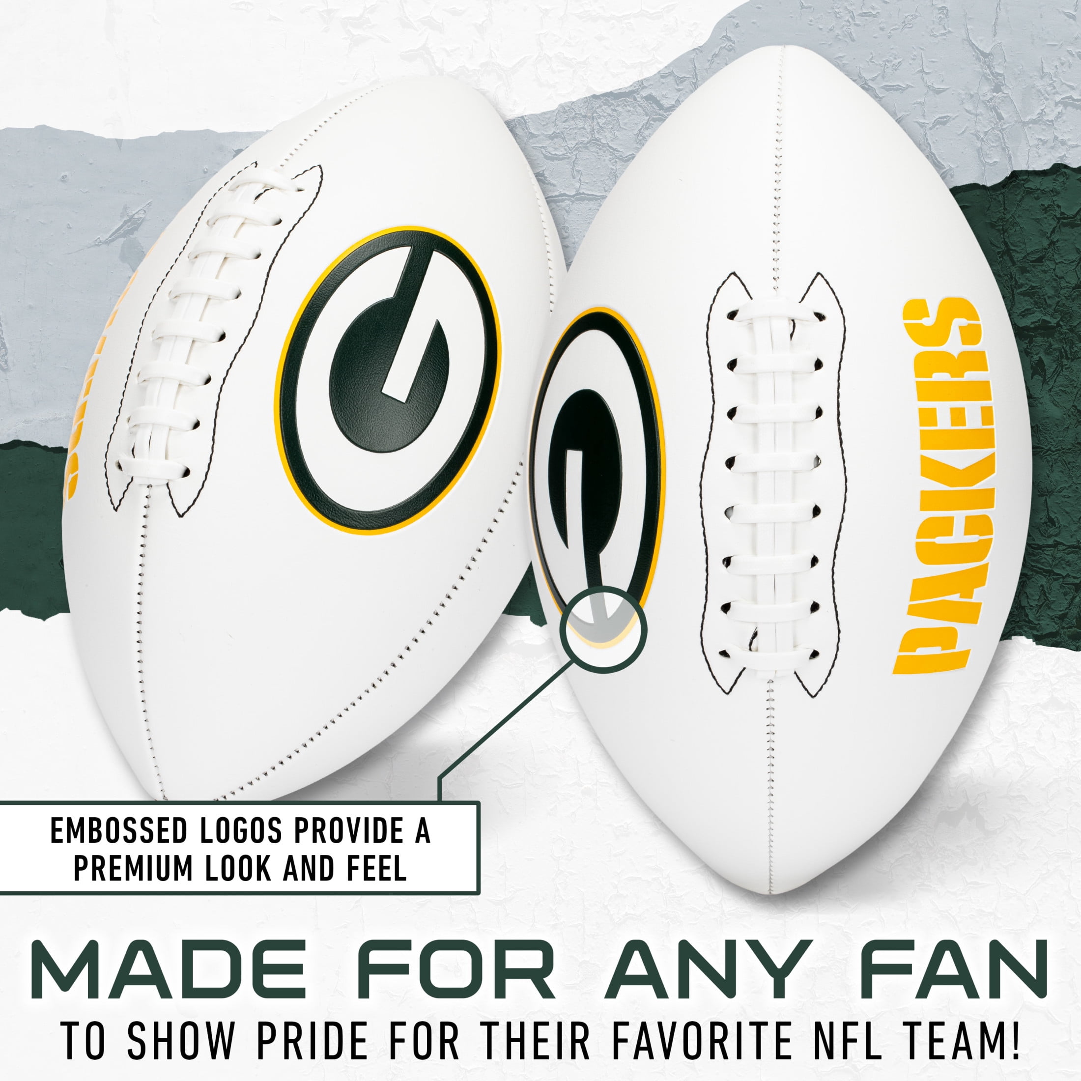 Franklin Sports NFL Green Bay Packers Autograph Football - Official Size White Panel Souvenir Football for Autographs + Signatures - NFL Team Fan Shop Memorabilia Football for Display