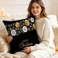 thumbnail image 5 of Christmas Pillow Cover, Black Gold Light Luxury Reindeer Snowman Cushion Case, Square Soft Fabric Throw Case for Sofa Living Room Decor, 5 of 5