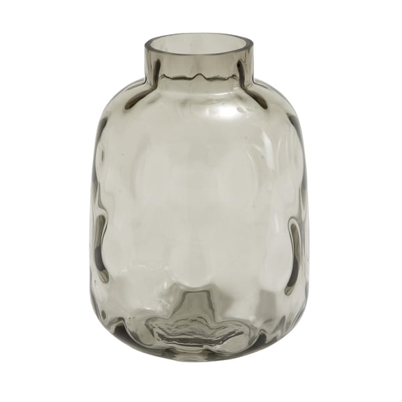 DecMode 11" Gray Tempered Glass Vase with Bubble Texture