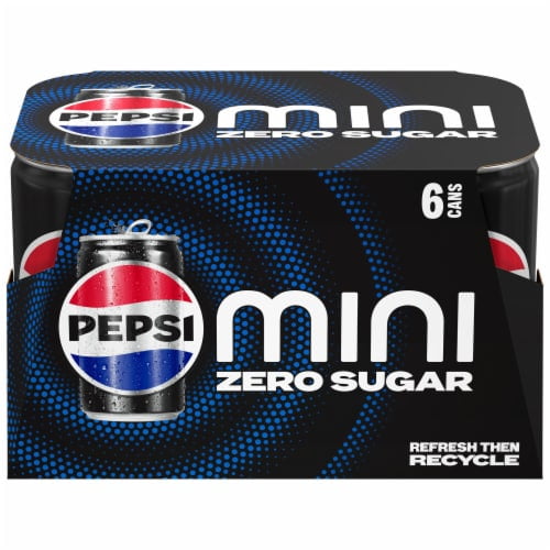 Pepsi Zero Sugar Cola Soda Pop Mini Cans 6 ct / 7.5 fl oz - Pack of 2