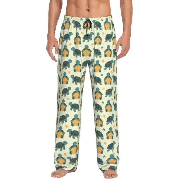 Fotbe Cartoon Turtles Pantalones de Pijama para Hombre, Pantalones de Dormir, Pantalones de Casa con Cintura Ajustable y Bolsillos-3X-Large