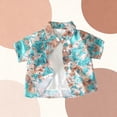 thumbnail image 4 of GUZOM Kids Boys Hawaiian Camp Collar Quick Dry Lightweight Short Sleeve Button Down Tropical Print Shirt Multicolor,Size 7-8T, 4 of 5