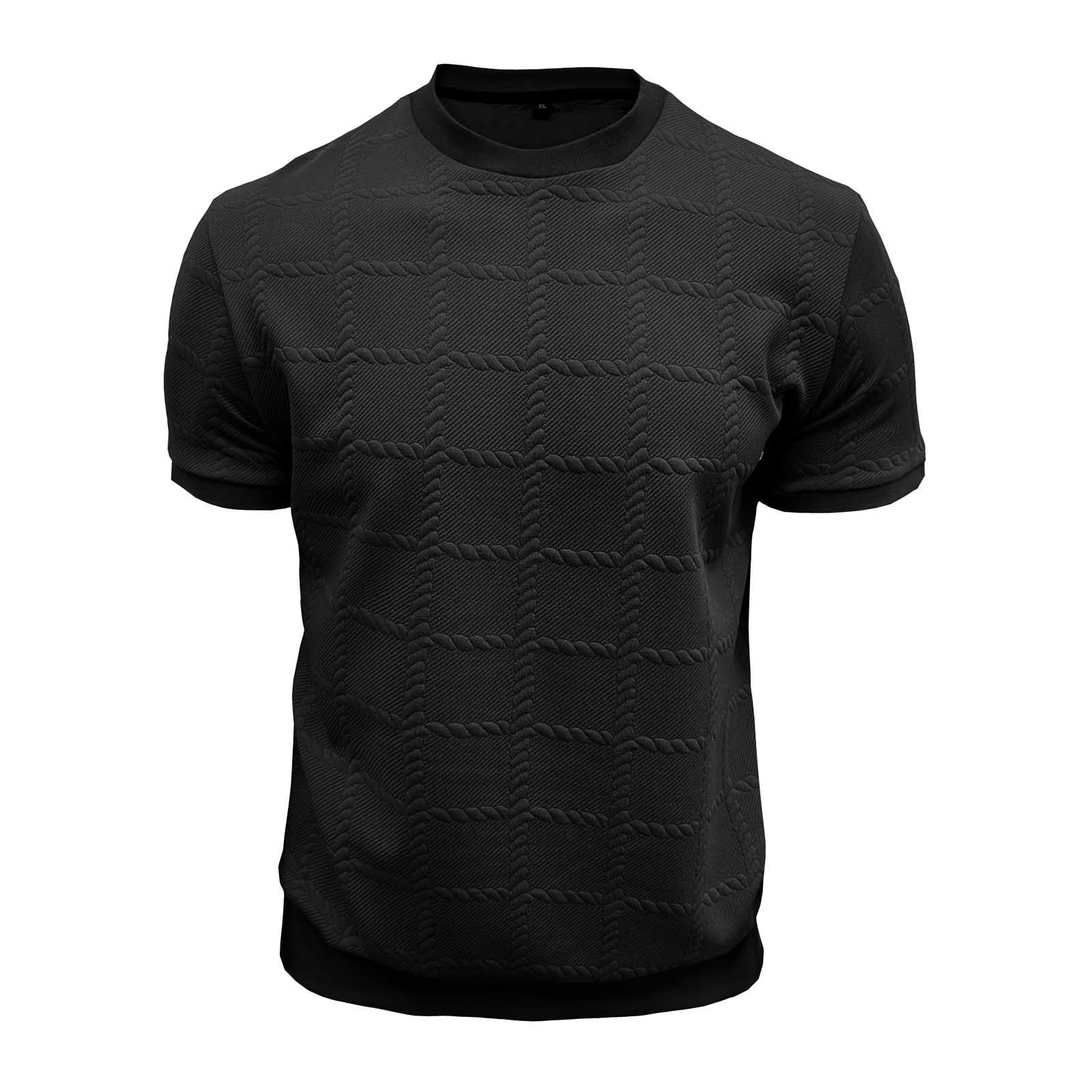 トップス DRAW Round Cut Knit Black Dpytoraw Men's Summer Fashion Jacquard Knit Shirt Round Neck