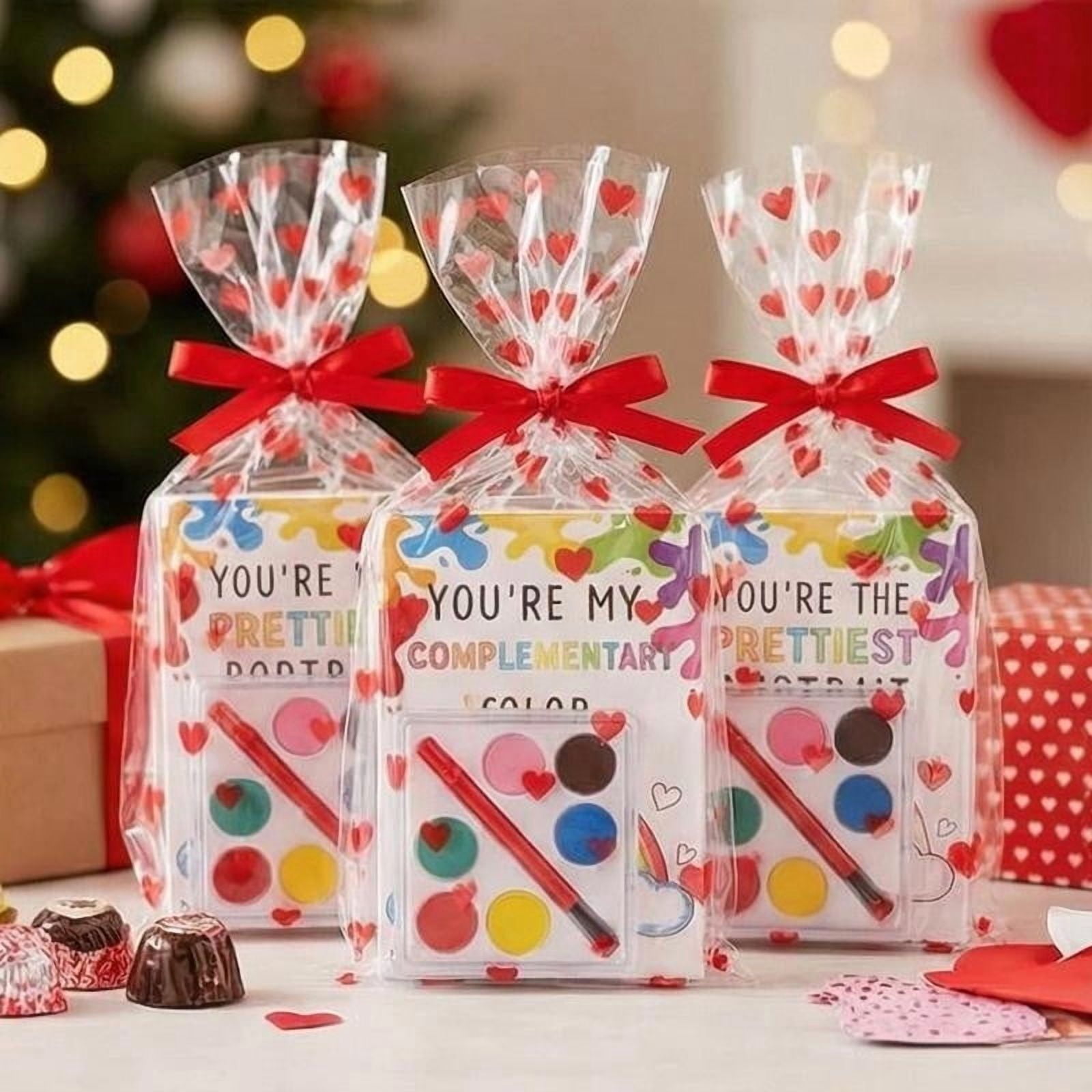 Paint-Your-Own Valentine's Day Cards Kit, 24 Cards with Mini Watercolor Set for Kids, Classroom Craft Activity and Creative Gift