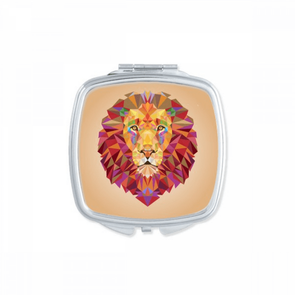 Colourful Lion Animal Box Stitching Mirror Portable Compact Pocket Makeup Double Sided Glass