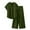 Army Green, variant on Fglymey Plus Size Women's Summer Cotton-Linen Set - Loose V-Neck Button Front Top & Drawstring Pants, Solid Color Breathable Casual Homewear Army Green 5XL