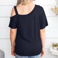 thumbnail image 4 of Buigttklop Womens Tops for Summer Sleeve Casual T-Shirt Top Short Sleeve Skew Collar Blouses, 4 of 6