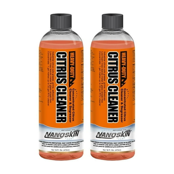 Nanoskin Heavy-Duty Citrus Cleaner & Degreaser Concentrate 32 Oz., Low-Foam Solvent, Dilutes up to 1:32, Cuts Grease Tar Adhesives, Safe on Metal Concrete Engines, For Auto Detailing, Shop & Home
